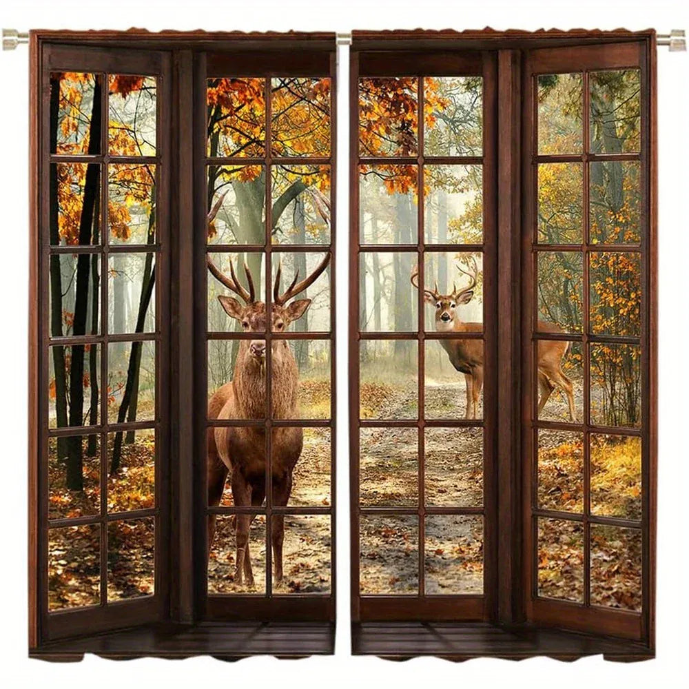 LY77 / 14Wx39L(35x100CM)x2 Ensemble de 2 Rideaux Décoratifs – Imprimés Indien Orné pour Chambre et Salon