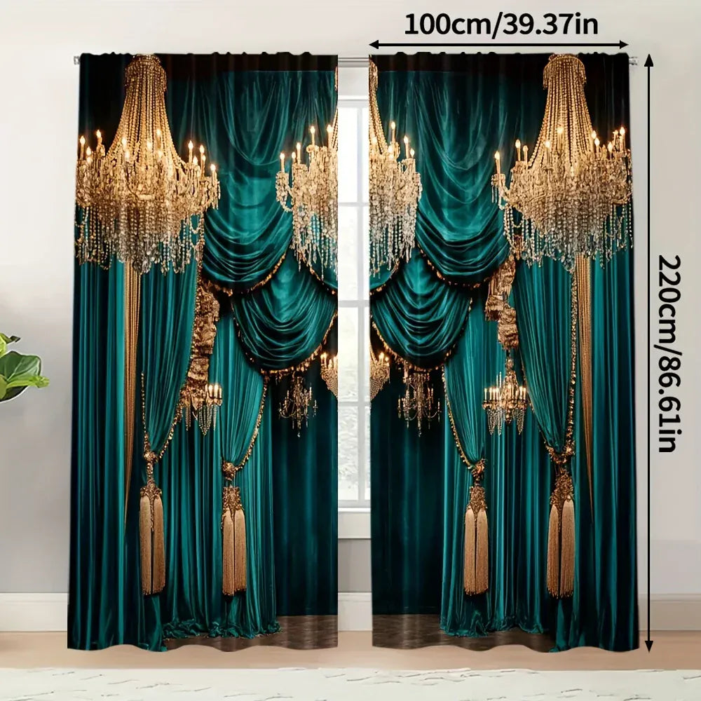 LY82 / 14Wx39L(35x100CM)x2 Ensemble de 2 Rideaux Décoratifs – Imprimés Indien Orné pour Chambre et Salon