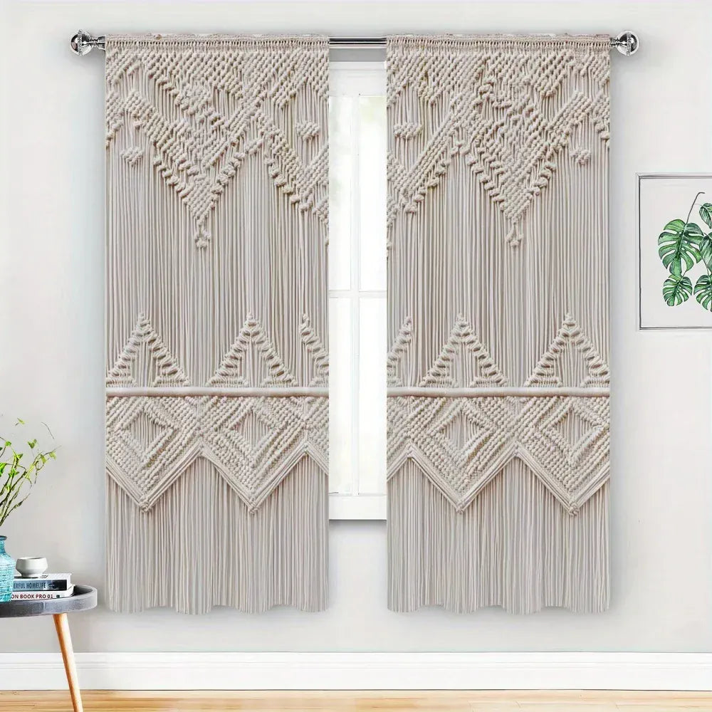 LY83 / 14Wx39L(35x100CM)x2 Ensemble de 2 Rideaux Décoratifs – Imprimés Indien Orné pour Chambre et Salon