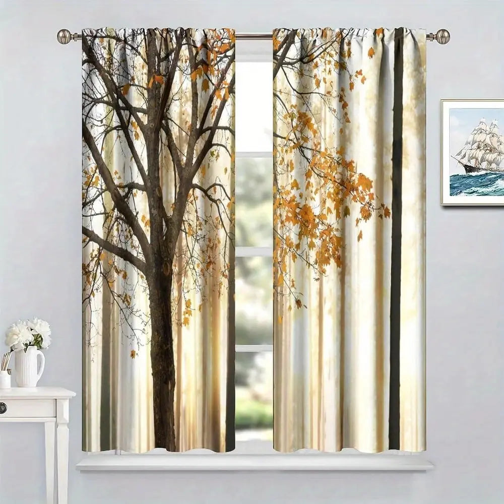 LY93 / 14Wx39L(35x100CM)x2 Ensemble de 2 Rideaux Décoratifs – Imprimés Indien Orné pour Chambre et Salon