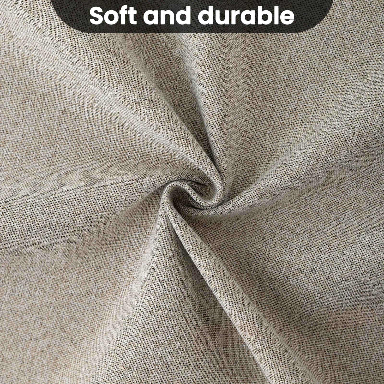 Natural Linen / W250xH270cm 1piece / Rings Rideaux Occultants 100% Sur Mesure – Hauteur 310 cm, Tissu Effet Lin Uni pour Salon ou Chambre