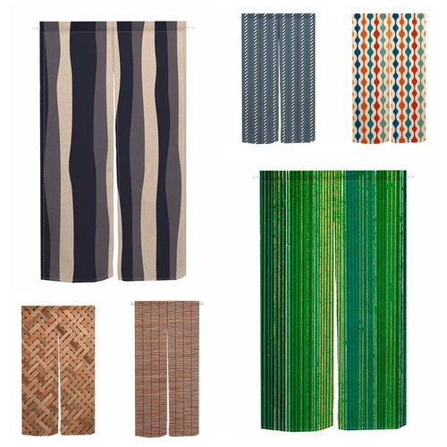 Noren Japonais à Rayures Colorées – Rideau de Porte Vertical, Tissu Lin, Séparation Entrée Chambre Cuisine