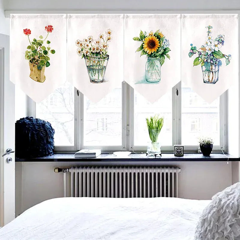 Noren Moderne – Rideau Court Imprimé à Motifs Triangles, Décoration Salle à manger