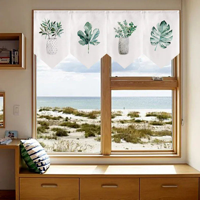 Noren Moderne – Rideau Court Imprimé à Motifs Triangles, Décoration Salle à manger