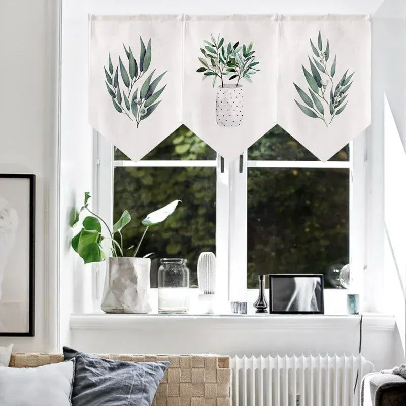 Noren Moderne – Rideau Court Imprimé à Motifs Triangles, Décoration Salle à manger