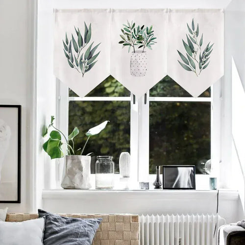 Noren Moderne – Rideau Court Imprimé à Motifs Triangles, Décoration Salle à manger