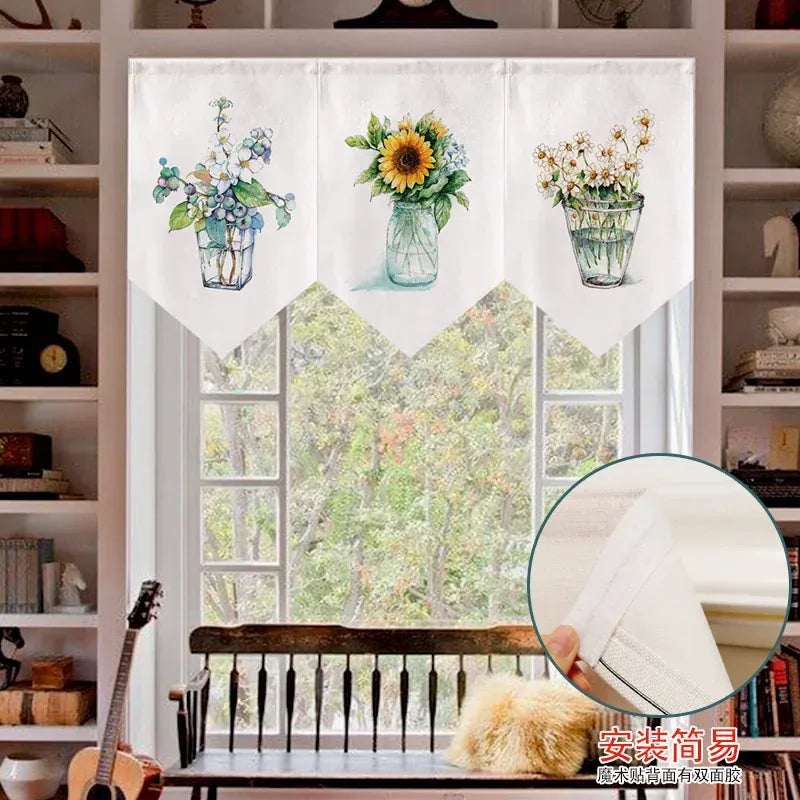 Noren Moderne – Rideau Court Imprimé à Motifs Triangles, Décoration Salle à manger