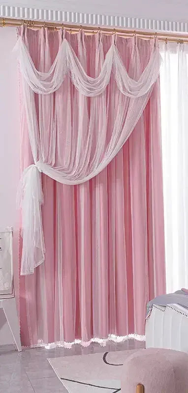 pink curtain tulle 4 / W250cmxH250cm 1PC / Grommet Top Rideaux de Luxe Sur Mesure – Occultants avec Voilage Blanc, Ambiance Temps Moderne pour Chambre ou Salon