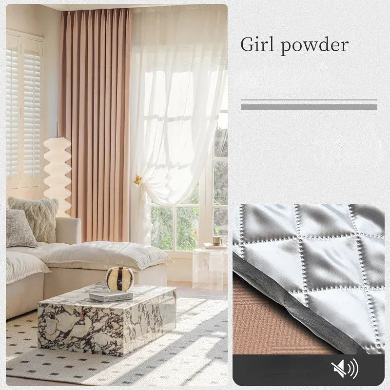 Pink curtain / W100cmxH250cm 1PC / Grommet Top (Ring) Rideaux Occultants Acoustiques – Sur Mesure pour Salon et Salle à Manger, Tissu Gris Élégant