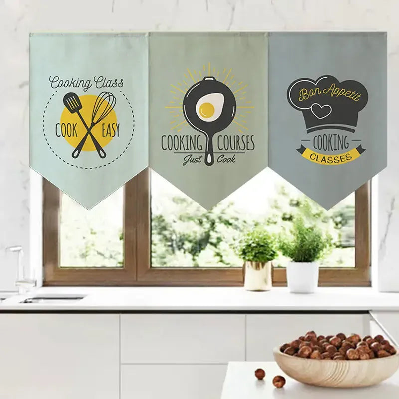 Rideau Court Nordique à Triangles – Demi Rideau Style Noren pour Cuisine, Chambre, Café ou Boutique