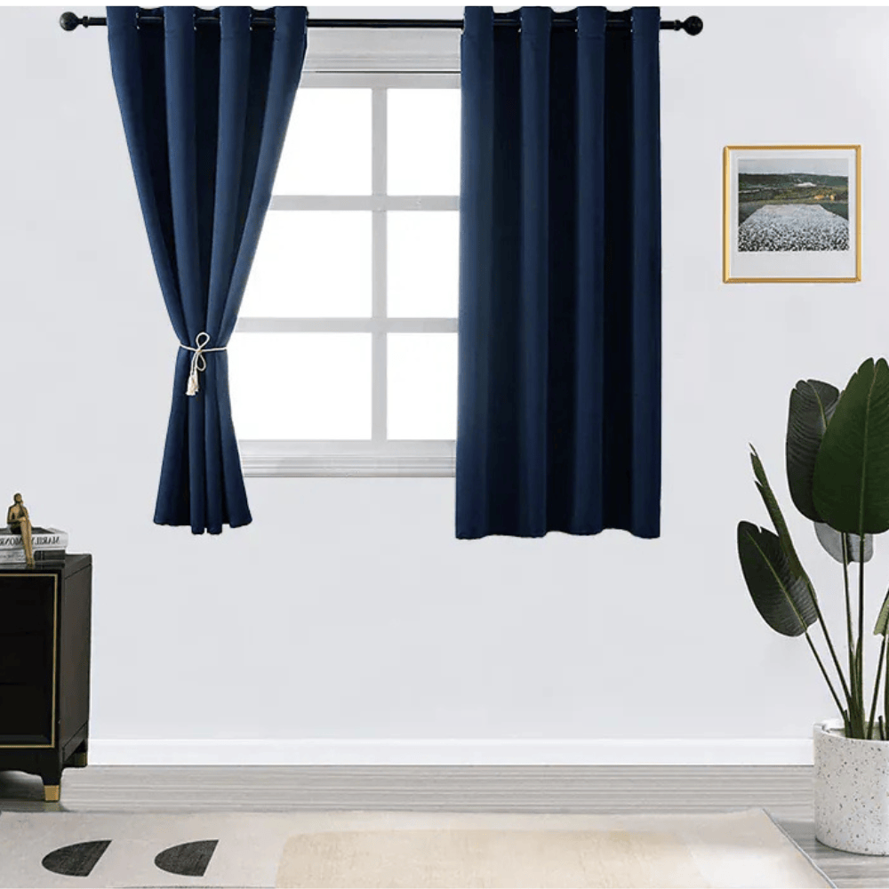 Rideau Court Occultant Doublure Bleu – Drapé Uni Élégant pour Salon, Chambre ou Baie Vitrée