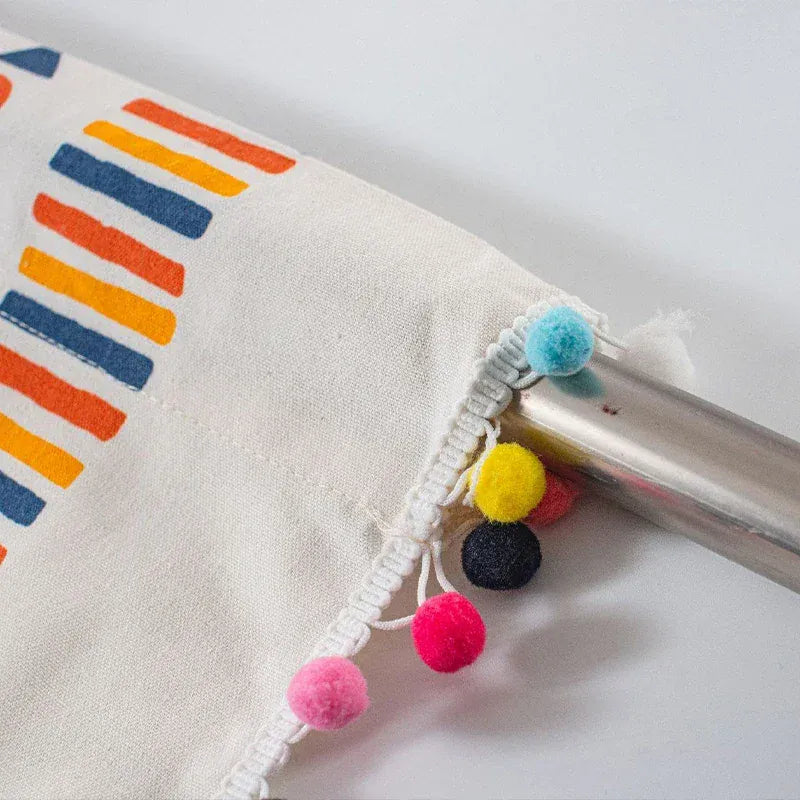 Rideau Court Rustiques – Cantonnière Géométrique pour Petite Fenêtre, Cuisine ou Café, Déco Printemps Été