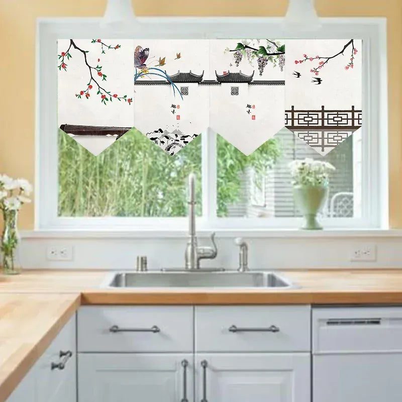 Rideau Court Style Chinois – Noren de Cuisine, Demi-Tenture pour Porte ou Restaurant Izakaya