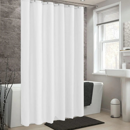 Rideau de Douche Blanc Uni – Polyester Waterproof, Bas Lesté et Ourlet Renforcé, Lavable en Machine