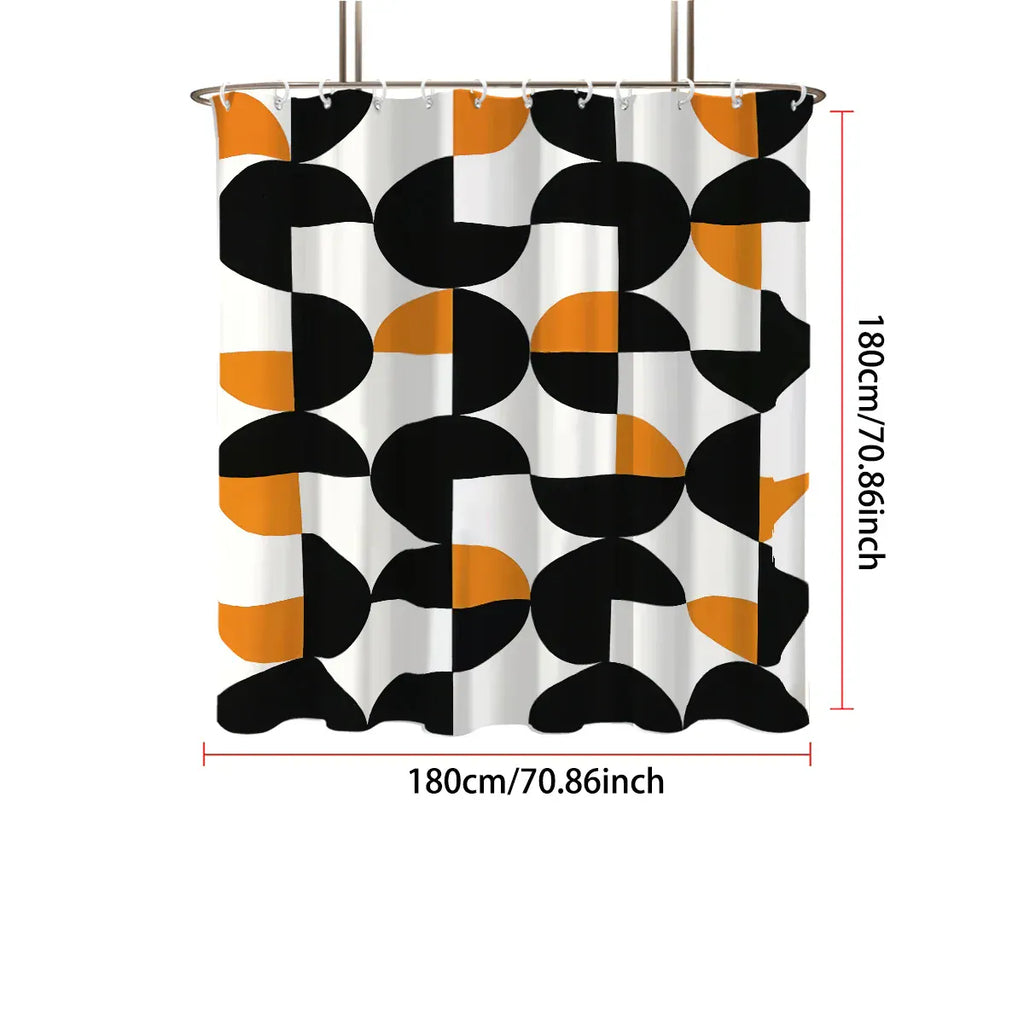 Rideau de Douche Étanche à Motifs Géométriques – Multi-tailles avec Crochets Inclus, Installation Facile