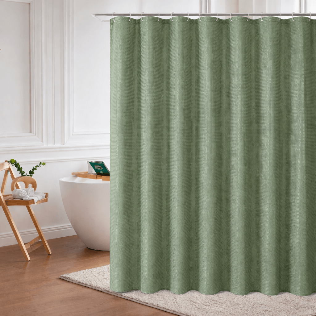Rideau de Douche Gaufré – Polyester Waterproof Anti-Moisissure, Style Hôtel Élégant