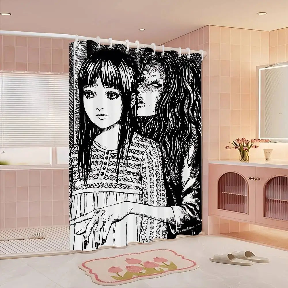 Rideau de Douche Junji Ito – Imprimé Tomie, Étanche et Lavable avec 12 Crochets Inclus