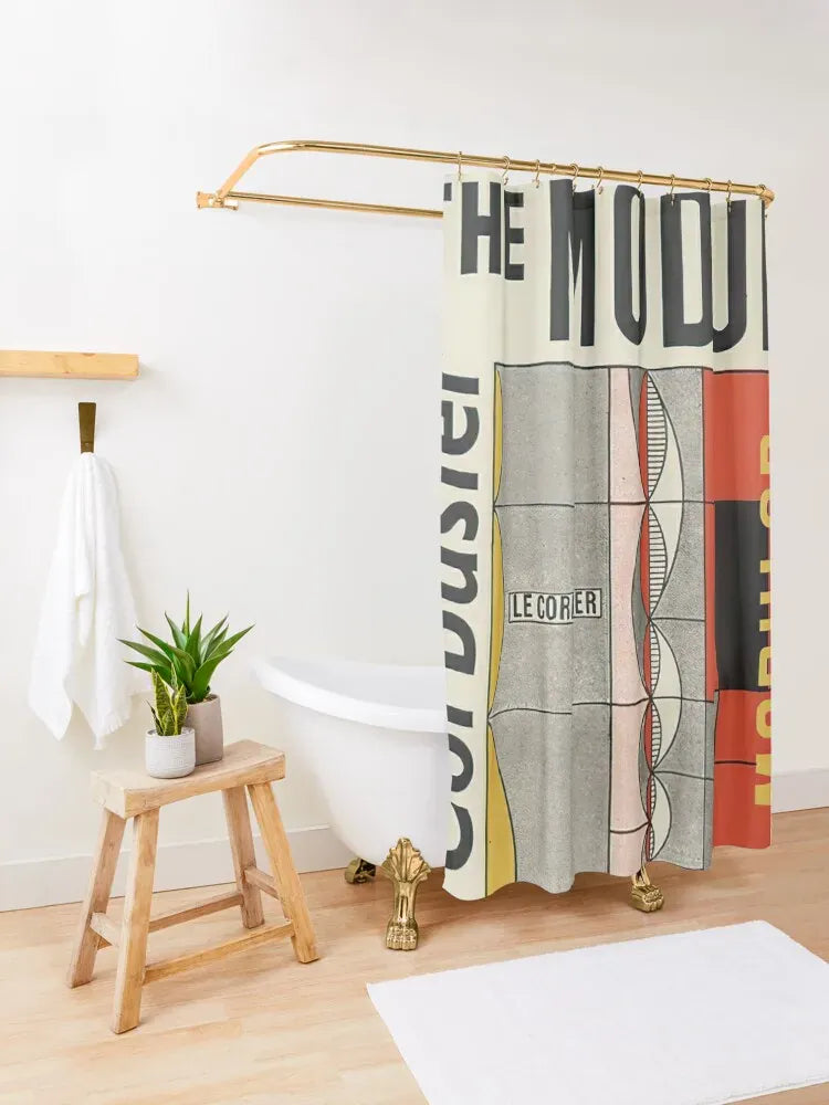 Rideau de Douche Le Corbusier – Portrait Modulor, Design Artistique, Waterproof pour Salle de Bain