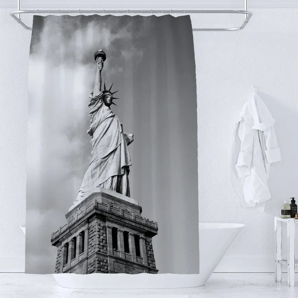 Rideau de Douche Statue de la Liberté – Style Américain, Imprimé Haute Qualité, Tissu Polyester Étanche