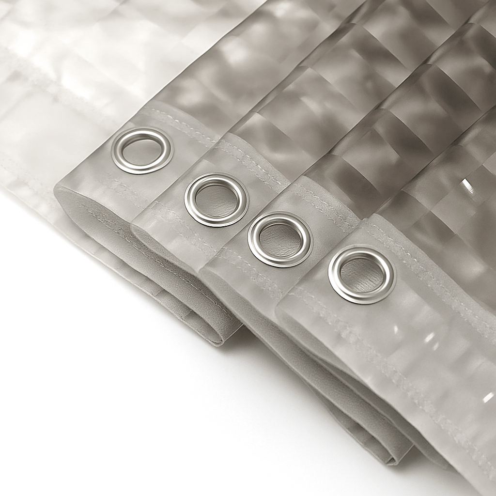 Rideau de Douche Transparent Gris Cristal – Étanche et Résistant avec Crochets Inclus