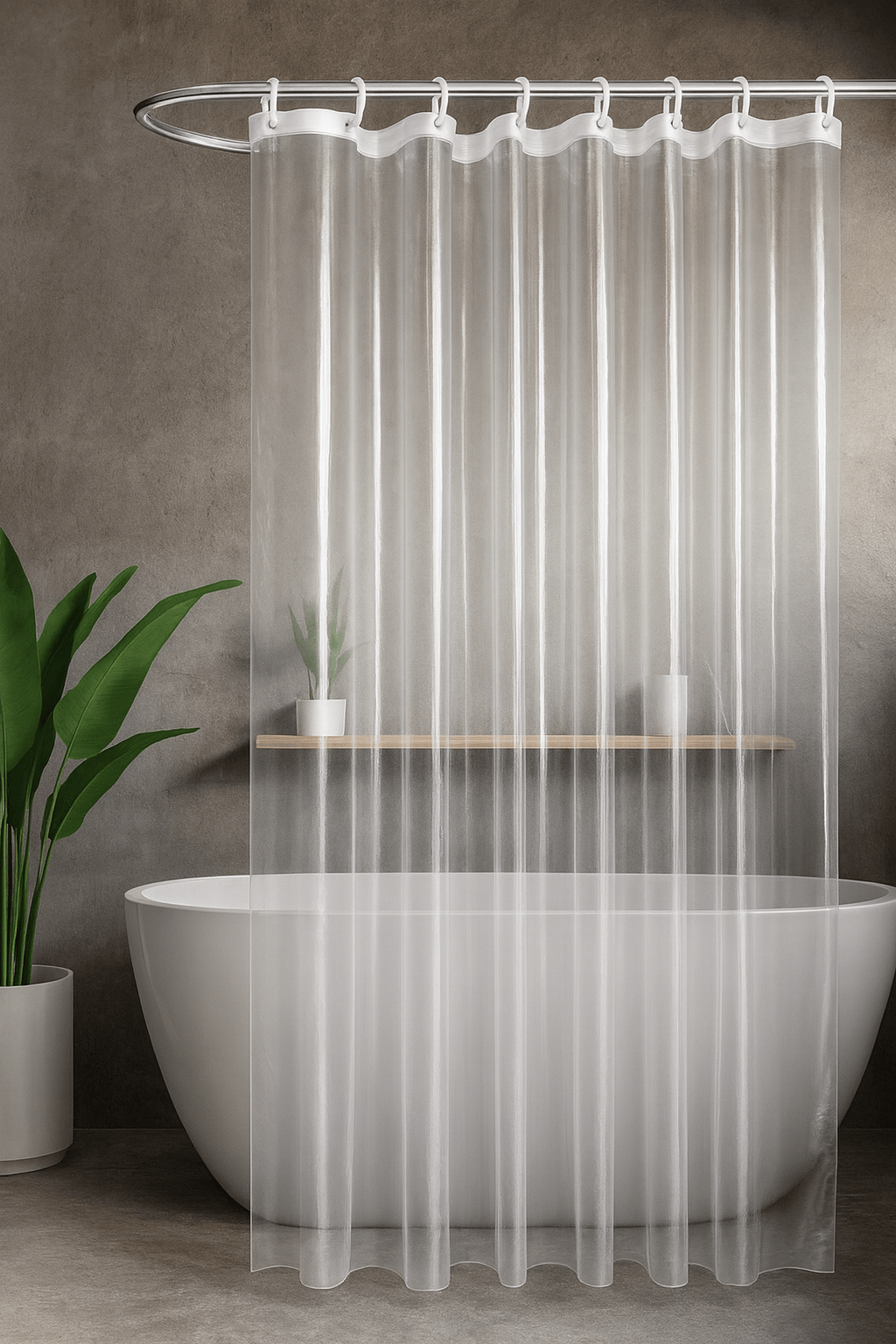 Rideau de Douche Transparent PEVA – Étanche, Anti-Moisissure et Facile à Nettoyer avec Crochets