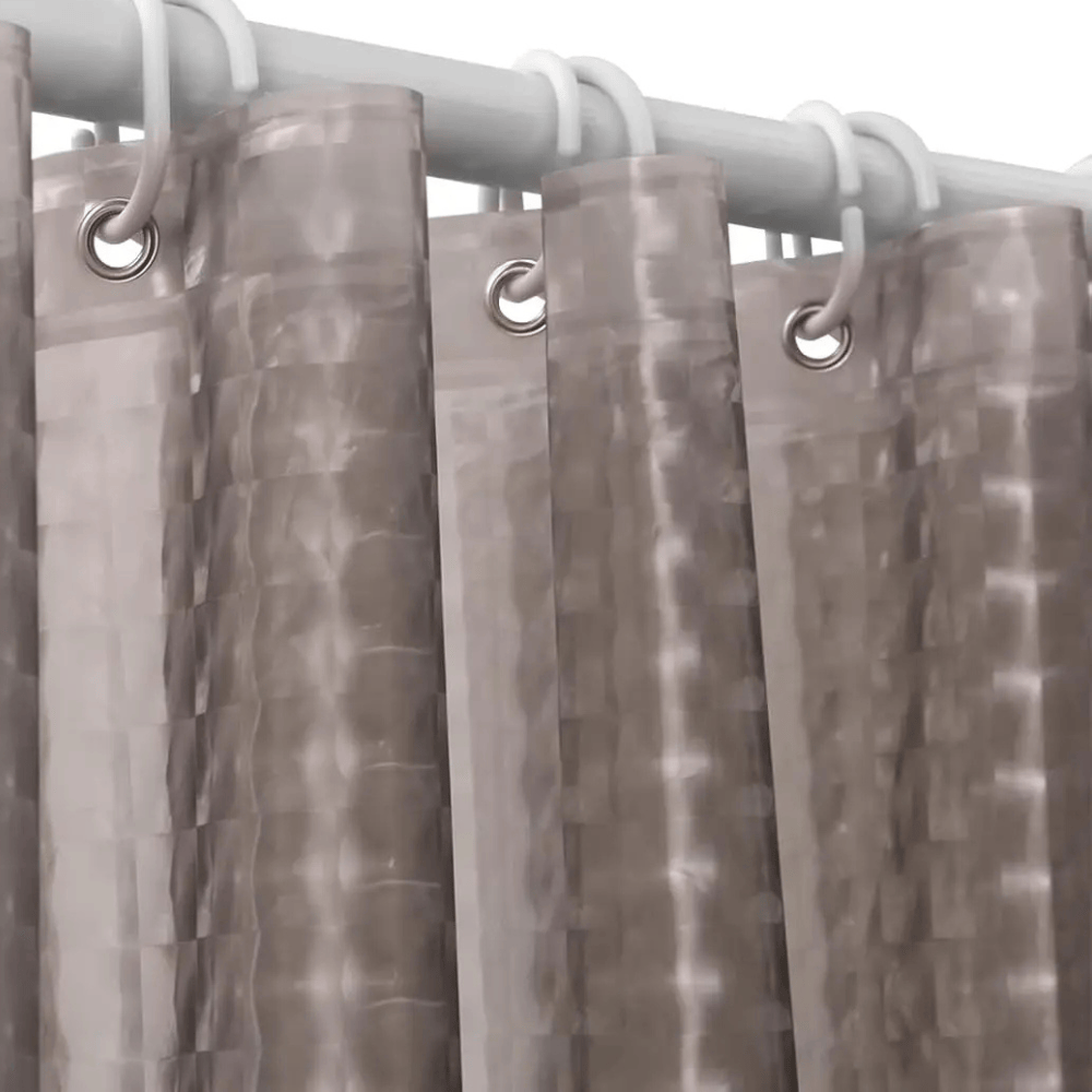Rideau de Douche Transparent Uni Gris Cristal – Étanche avec Aimants et Crochets Inclus