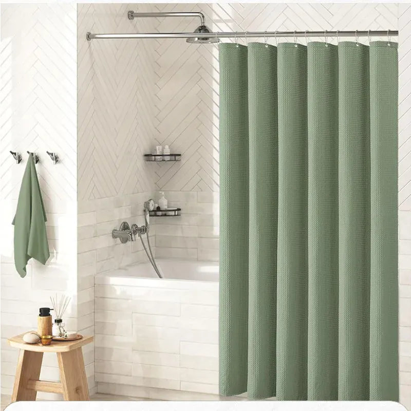 Rideau de Douche Uni en Lin Épais – Étanche avec Crochets Inclus pour Baignoire et Salle de Bain