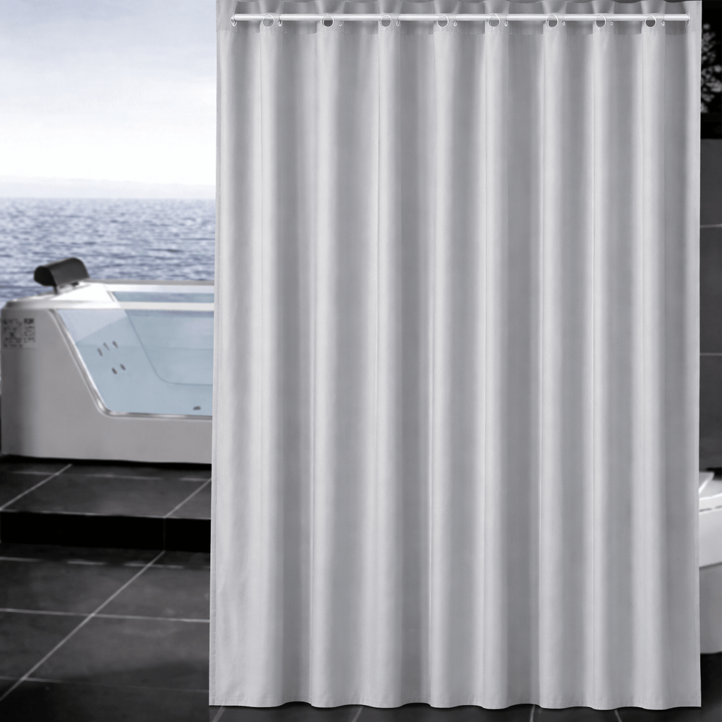 Rideau de Douche Uni Étanche – Polyester Anti-Moisissures Gris ou Beige avec Crochets Inclus
