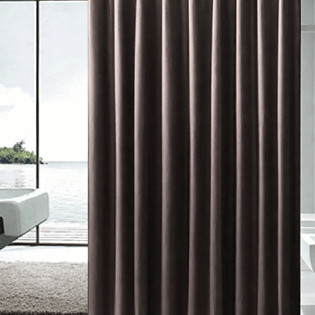 Rideau de Douche Uni Étanche – Polyester Anti-Moisissures Gris ou Beige avec Crochets Inclus