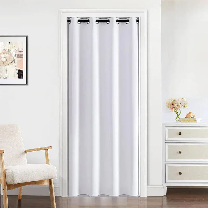 Rideau de Porte Blanc Pur – Occultant Haut de Gamme, Sans Perçage, Intimité Chambre