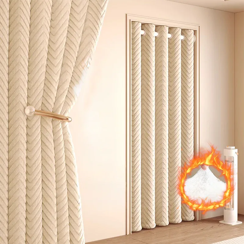 Rideau de Porte Hiver Épais en Coton – Isolation Thermique Haut de Gamme, Anti-Froid pour Salon / Chambre