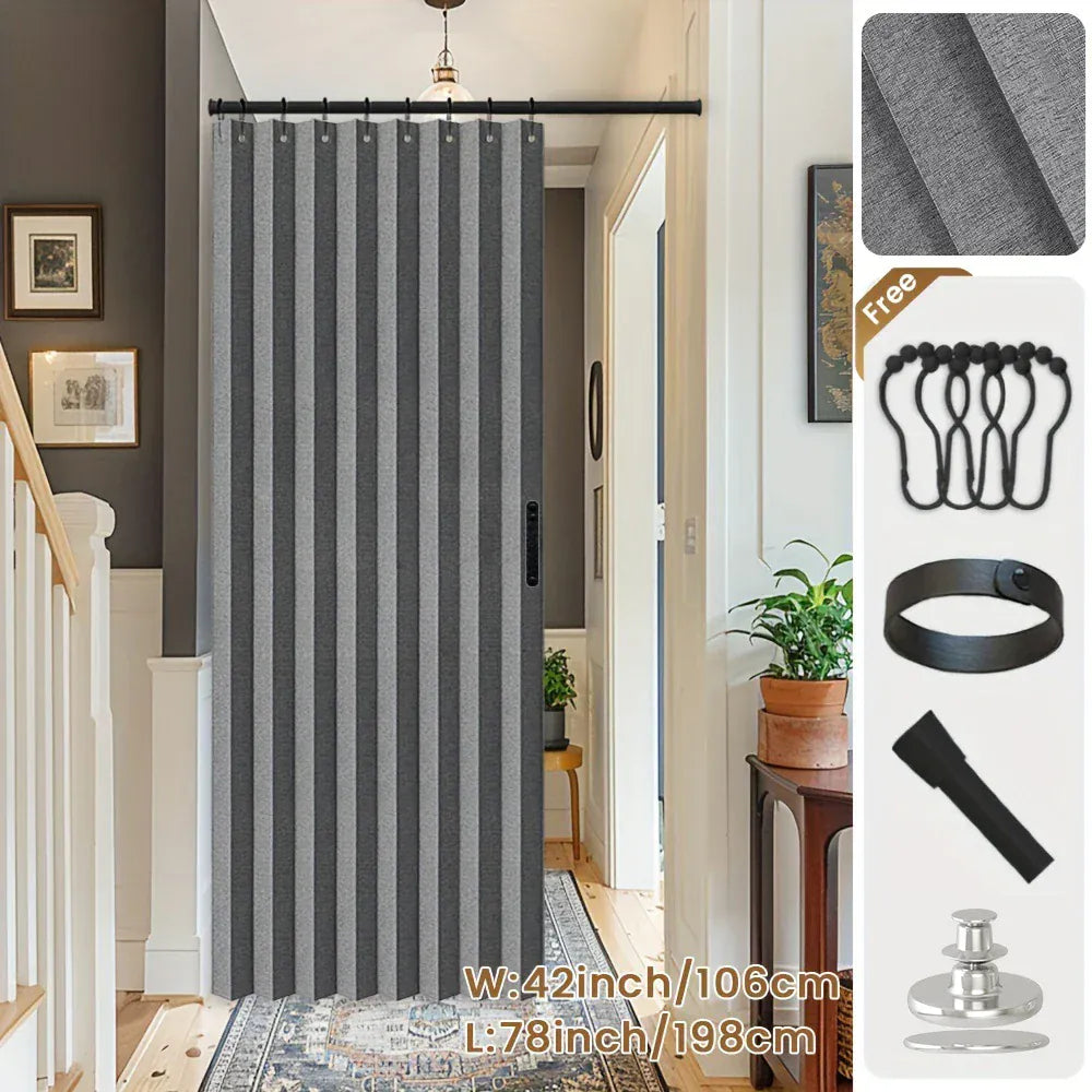 Rideau de Porte Pliant Occultant – Séparateur de Pièce, Salon / Chambre / Cuisine, 1 Panneau