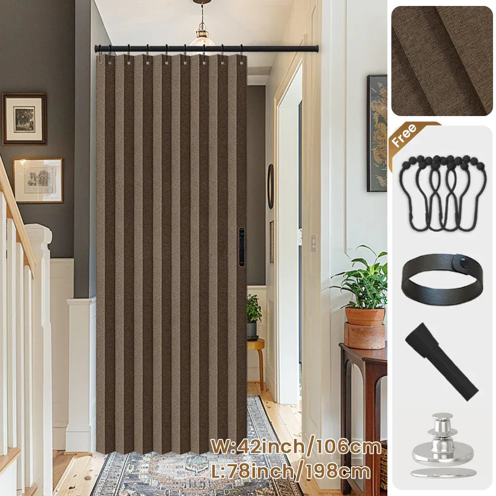Rideau de Porte Pliant Occultant – Séparateur de Pièce, Salon / Chambre / Cuisine, 1 Panneau