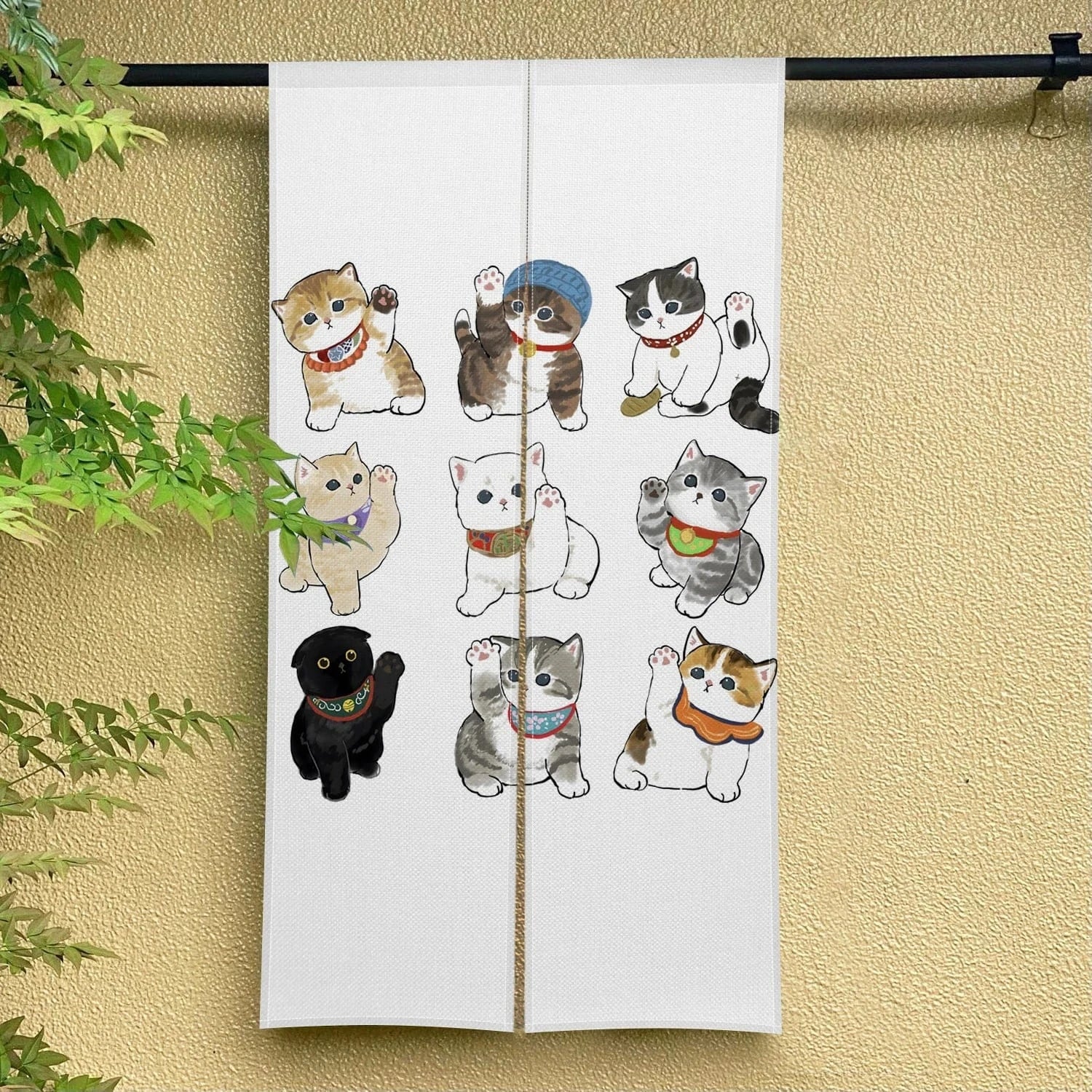 Rideau Noren Chat Mignon – Demi-Portière Décorative pour Cuisine, Chambre et Entrée