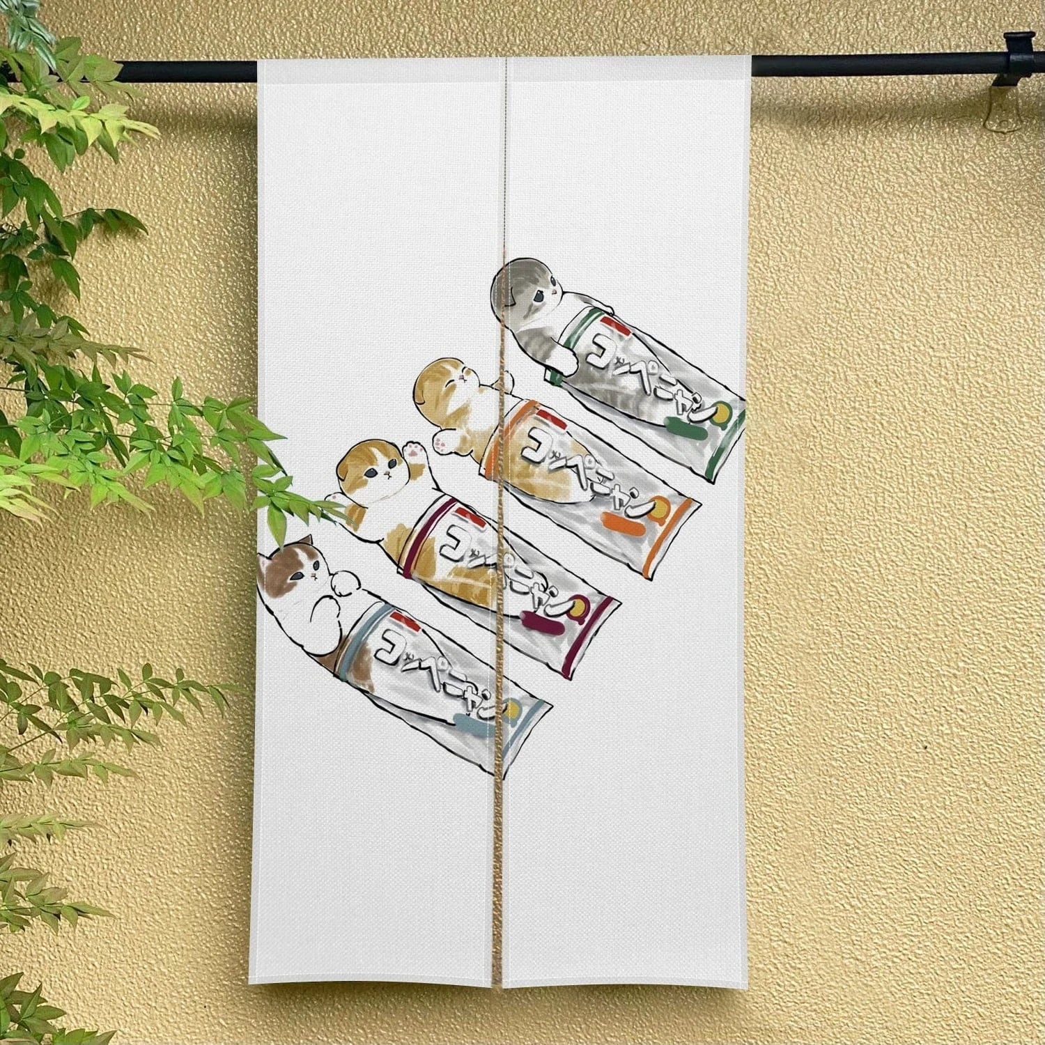 Rideau Noren Chat Mignon – Demi-Portière Décorative pour Cuisine, Chambre et Entrée