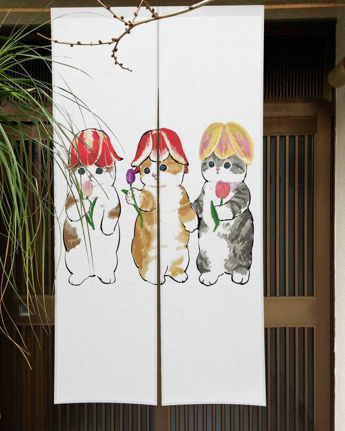 Rideau Noren Chat Mignon – Demi-Portière Décorative pour Cuisine, Chambre et Entrée