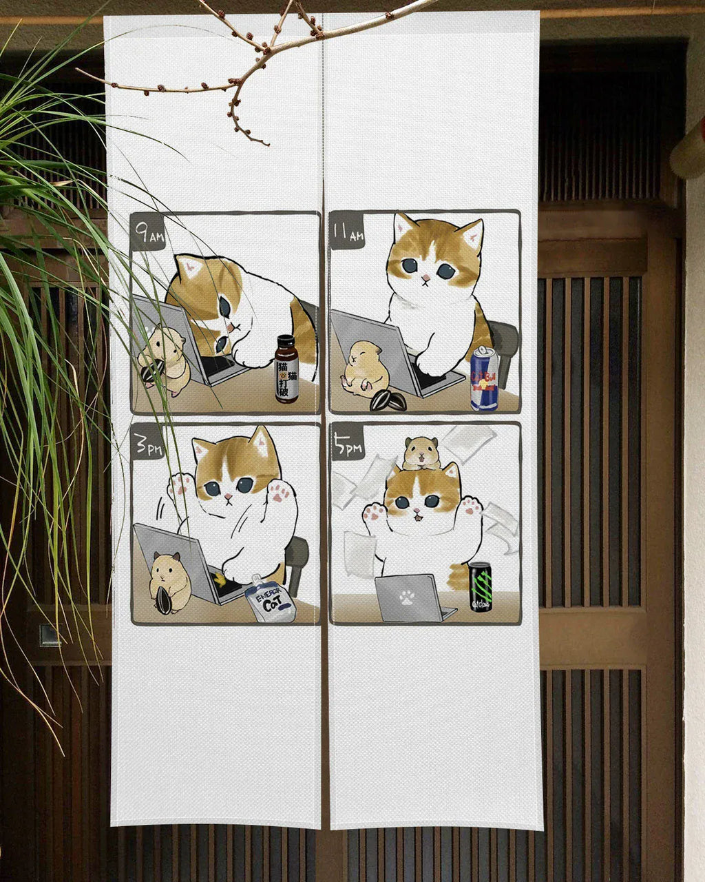 Rideau Noren Chat Mignon – Demi-Portière Décorative pour Cuisine, Chambre et Entrée