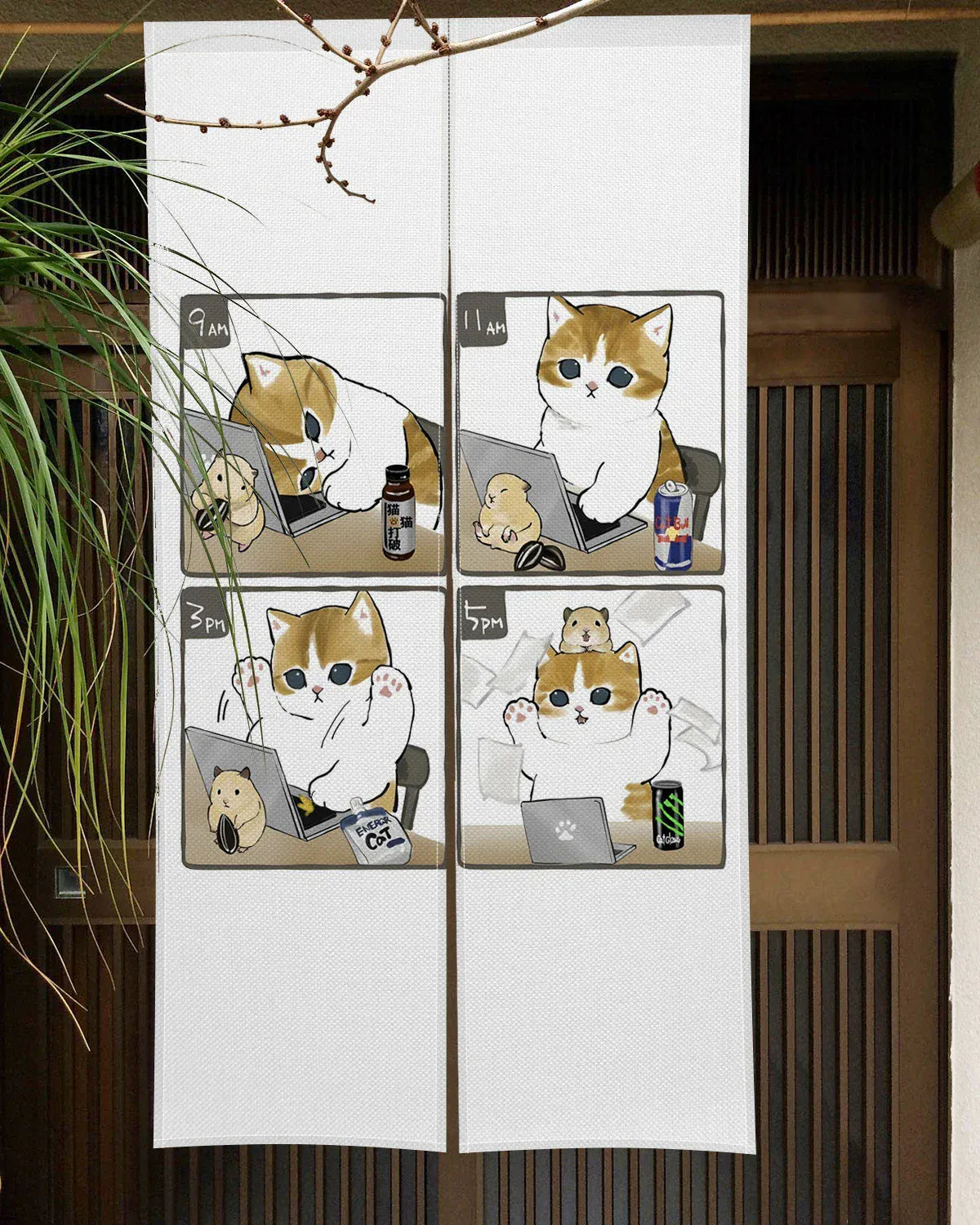 Rideau Noren Chat Mignon – Demi-Portière Décorative pour Cuisine, Chambre et Entrée