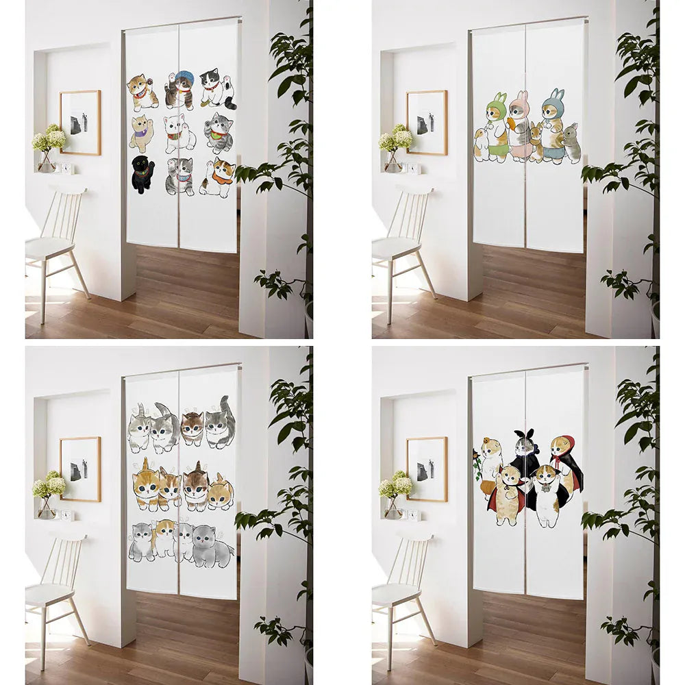 Rideau Noren Chat Mignon – Demi-Portière Décorative pour Cuisine, Chambre et Entrée