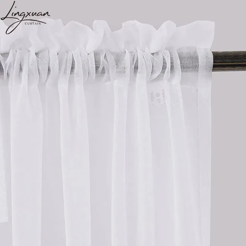 Rideaux Courts Blancs Transparence Douce – Tulle Effet Lin, Décoration Fenêtre Cuisine / Salon