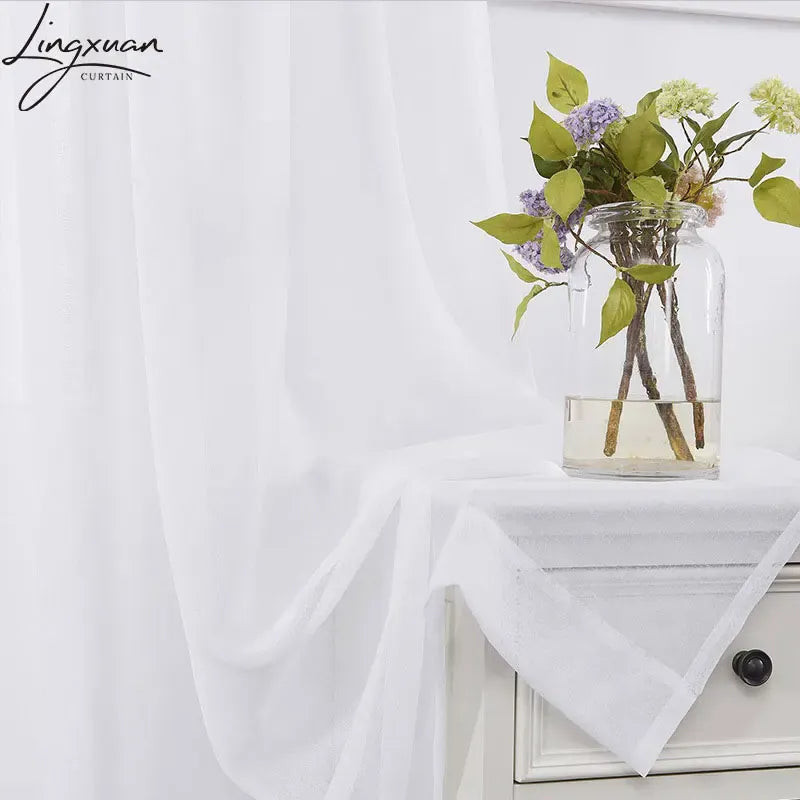Rideaux Courts Blancs Transparence Douce – Tulle Effet Lin, Décoration Fenêtre Cuisine / Salon