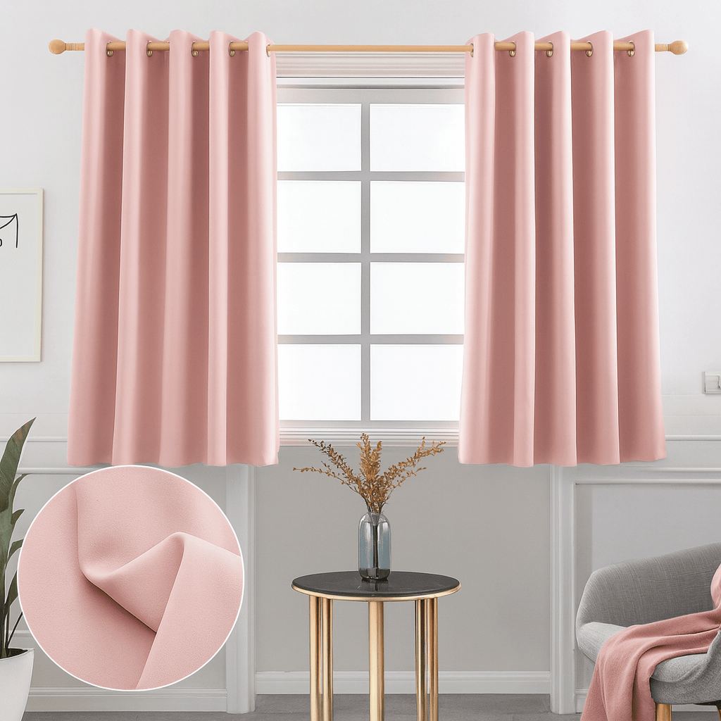 Rideaux Courts Élégants – Occultants Couleur Unie, Haute Opacité pour Fenêtres de Séjour