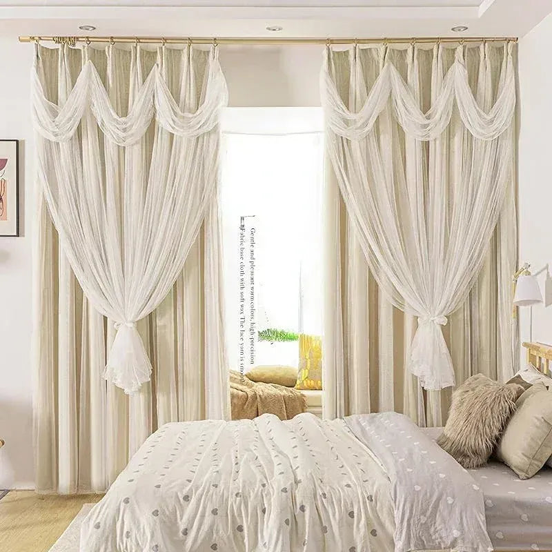 Rideaux de Luxe Sur Mesure – Occultants avec Voilage Blanc, Ambiance Temps Moderne pour Chambre ou Salon