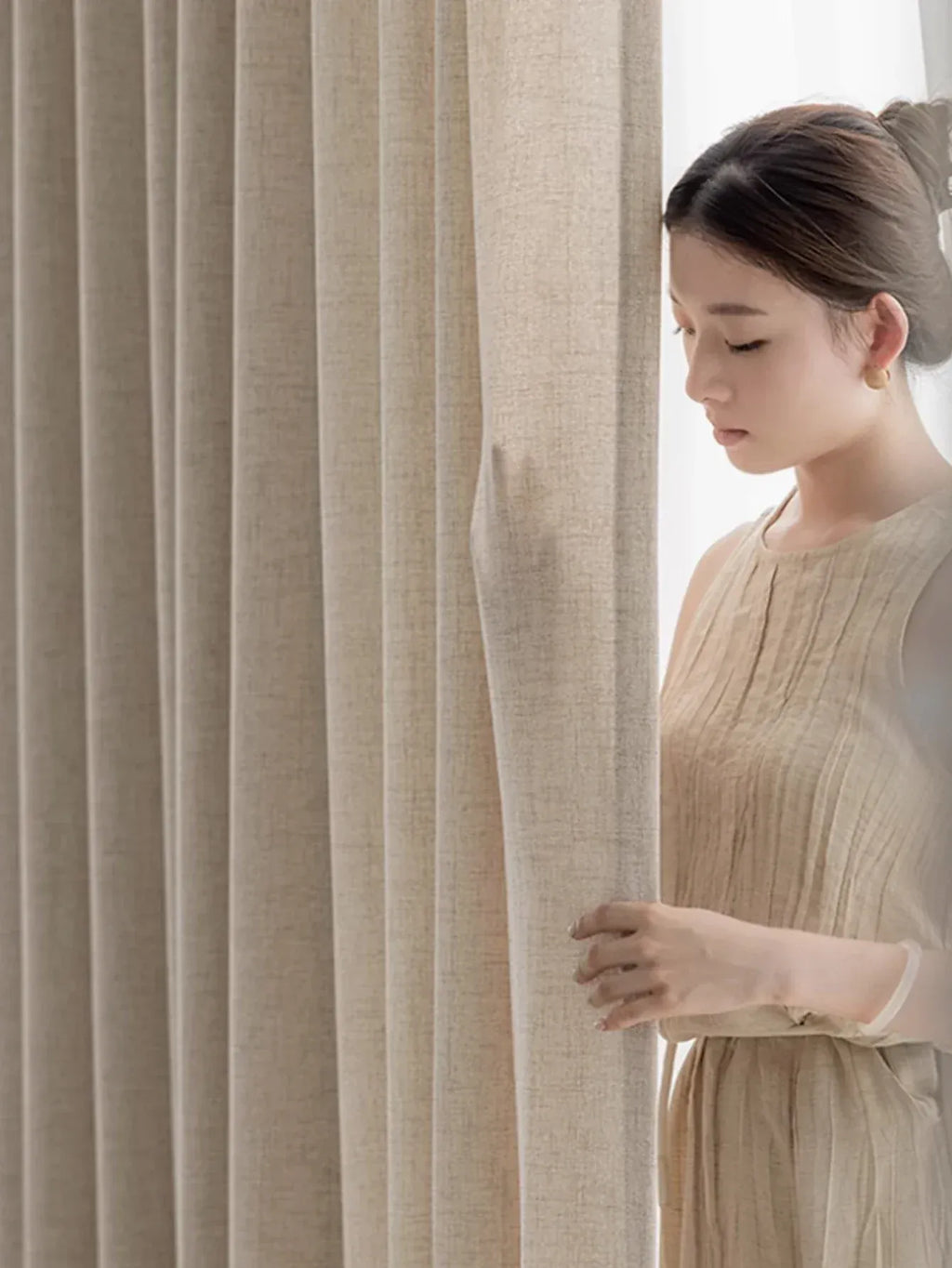 Rideaux Effet Lin Automne – Semi Occultant Élégants pour Salon et Balcon, Texture Raffinée