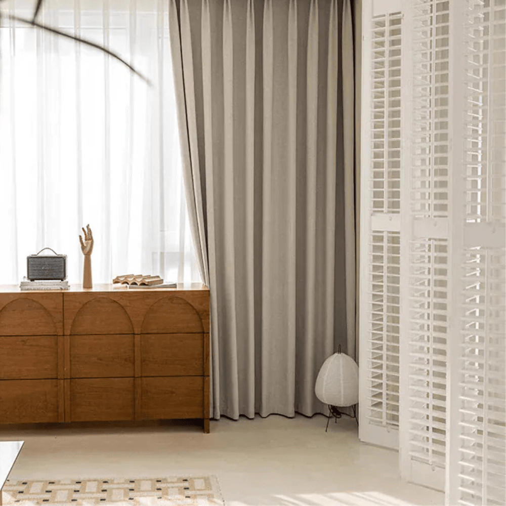 Rideaux en Chenille Beige Épais – Motif Chevron Sur Mesure, Occultants de Luxe pour Salon & Chambre