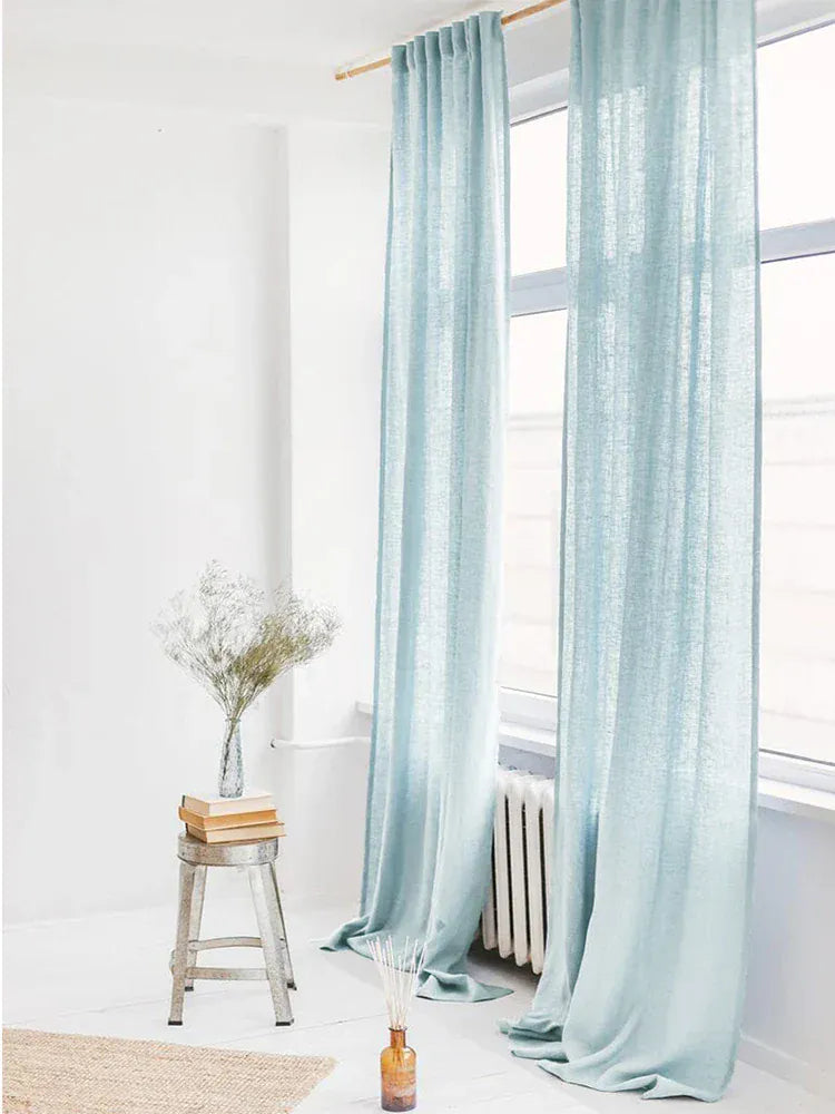 Rideaux en Lin 100% Naturel – Voilage Filtrant pour Salon, Chambre, Cuisine ou Chambre d’Enfant