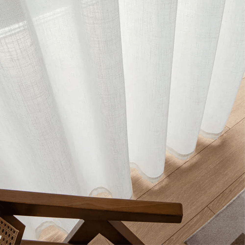 Rideaux en Lin Naturel Uni – Style Européen Moderne, Blanc Élégant pour Salon ou Chambre