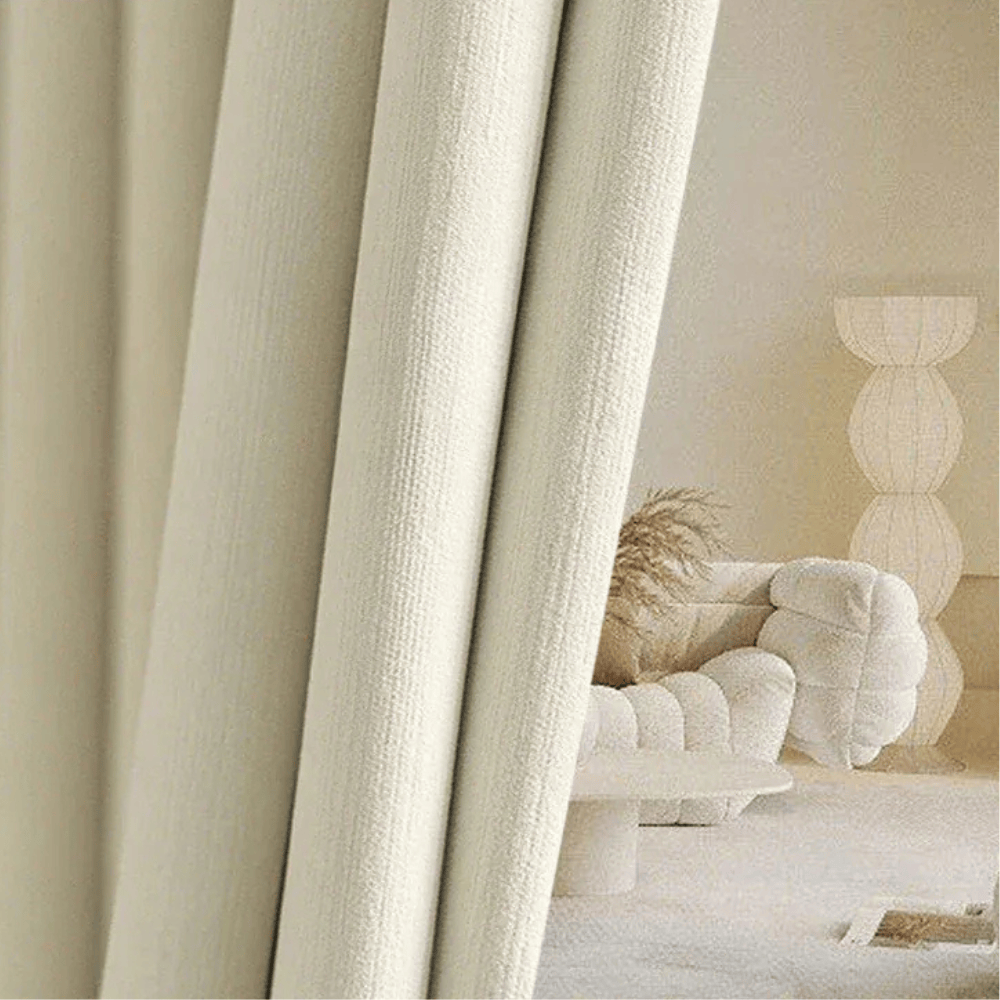 Rideaux en Velours Crème – Chenille Française, Occultants Sur Mesure pour Salon, Salle à Manger ou Chambre