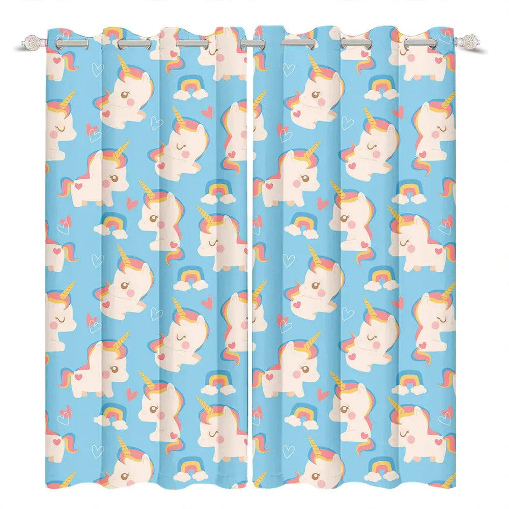 Rideaux Enfant Occultants – Motifs Baleine, Licorne, Espace & Éléphant, Décoration Chambre Garçon / Fille