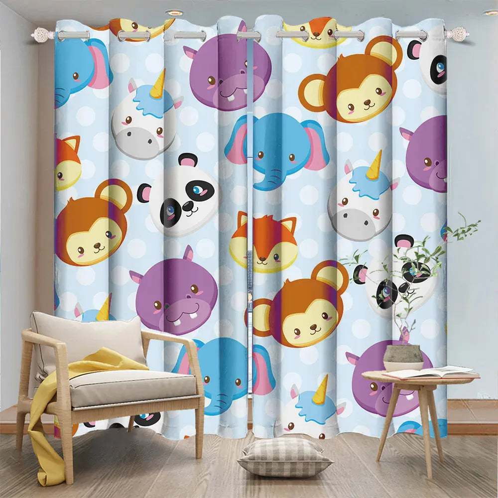 Rideaux Enfant Occultants – Motifs Baleine, Licorne, Espace & Éléphant, Décoration Chambre Garçon / Fille